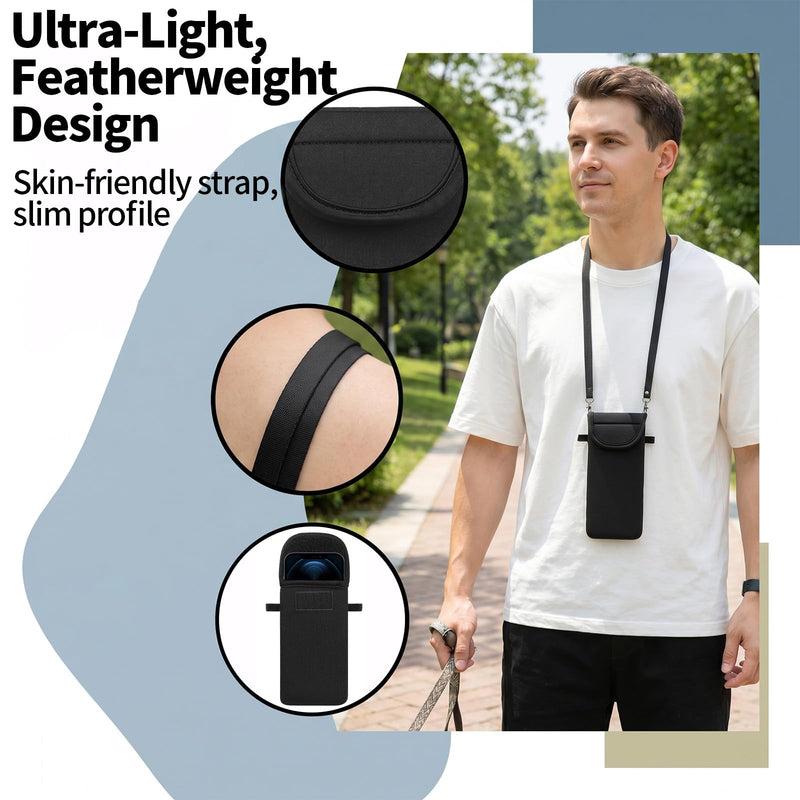 2 Pcs Phone Crossbody Bag, Universal Neoprene Cell Phone Pouch Purse Crossbody with Neck Strap, Around Neck Carrying Case for iPhone Cell Phones Coin Key