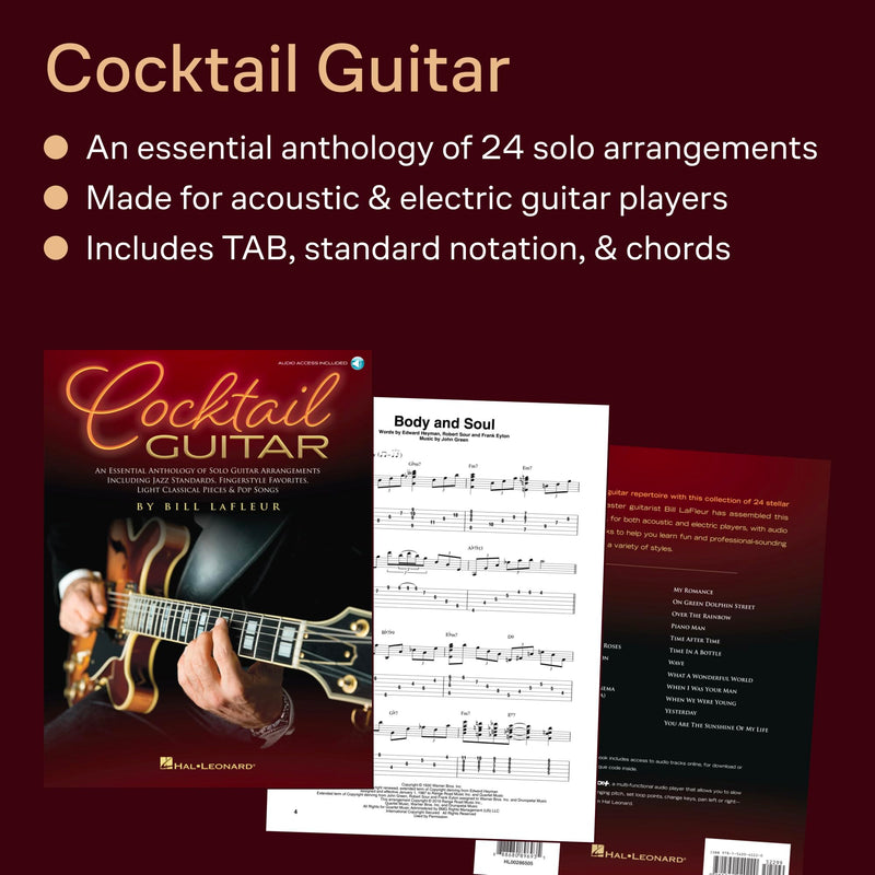 Cocktail Guitar | Essential Anthology of Solo Guitar Arrangements | 24 Classic Songs in Tablature and Standard Notation | Includes Online Audio with Slowdown and Looping Features