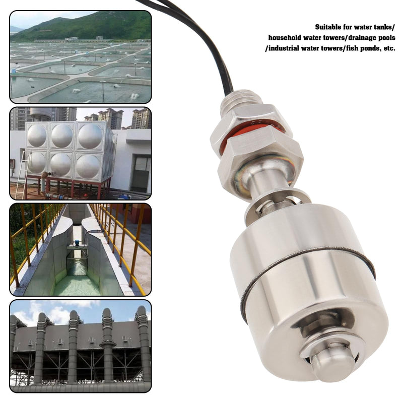 [AUSTRALIA] - eMagTech 1 Piece Float Switch for Water Flow Stainless Steel 304 Liquid Sensor Suitable for Water Tank Household Water Tower Drainage Pool Industrial Water Tower (60 mm 110 V) 