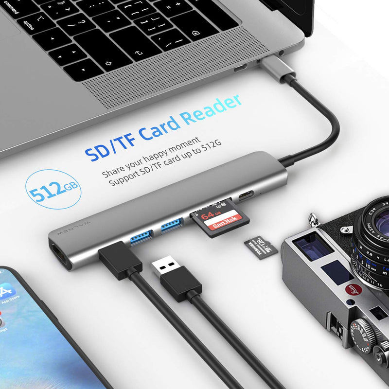 WALNEW USB C to Ethernet Adapter & 7-in-1 USB C Hub Bundle