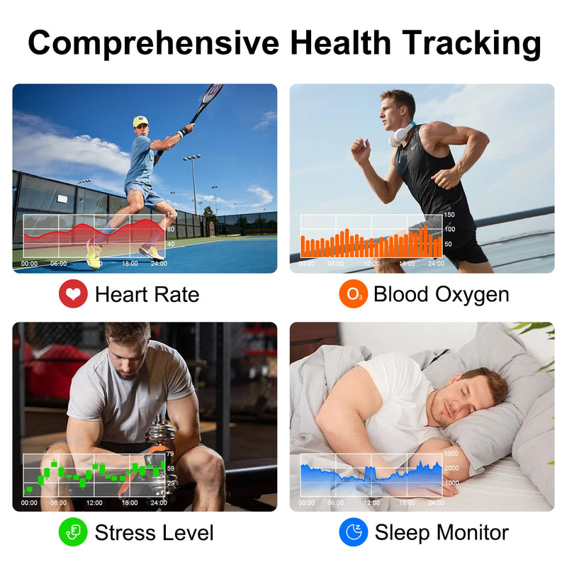 Smart Watch with Earbuds for Men, 2.01" HD Screen Military Watch, Answer/Make Calls, Sports Fitness Trackers with Heart Rate, Blood Oxygen, Sleep Monitor, Perfect for Men Dad Husband Black