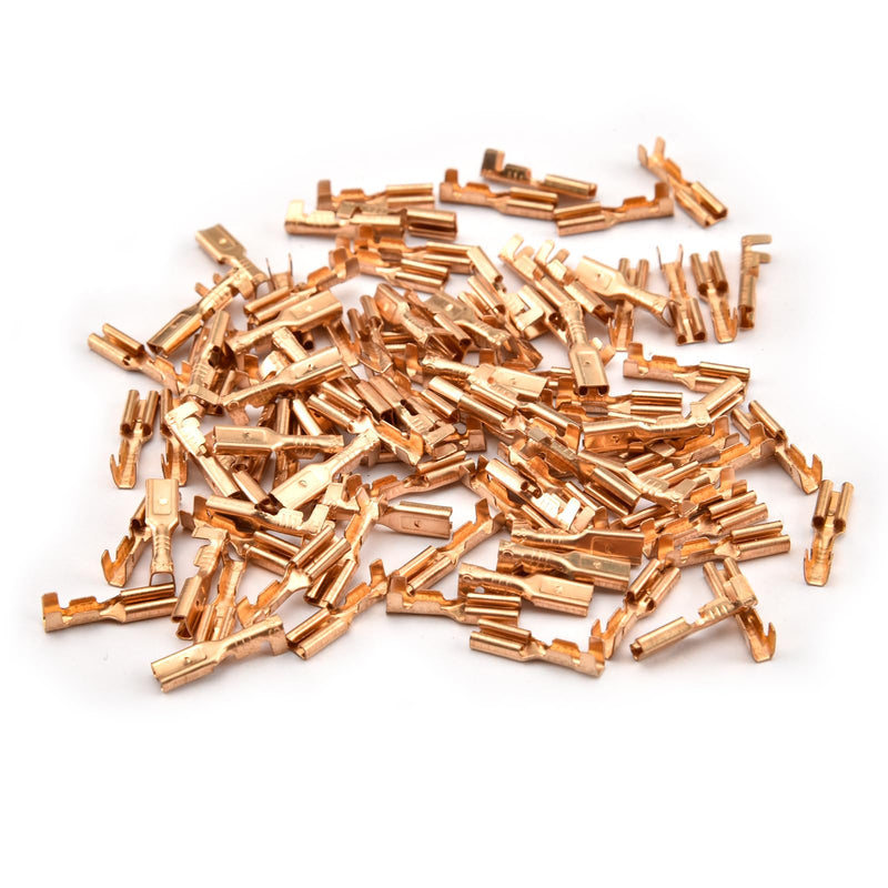 Female Spade Quick Splice Crimp Terminals, 2.8mm Crimp Connector, Non Insulated, 100 pcs
