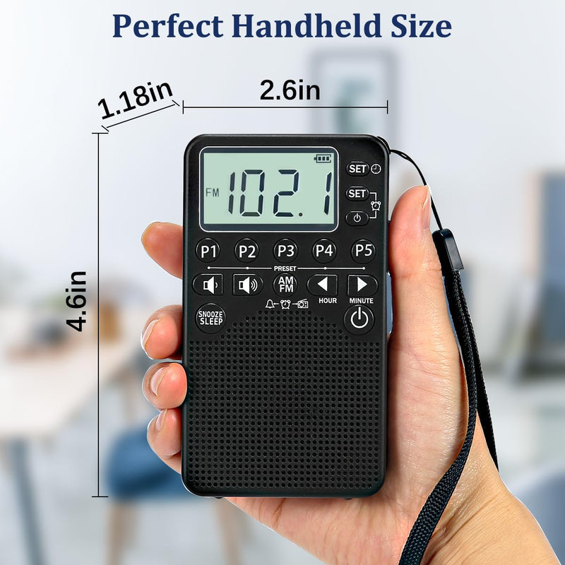 [AUSTRALIA] - AM FM Portable Pocket Radio, Battery Operated, Digital Tuning, Excellent Reception, Loud Speaker, Long Lasting, LCD Screen, Alarm Clock, Easy to use, Handheld Emergency Radio for Indoor & Outdoor 
