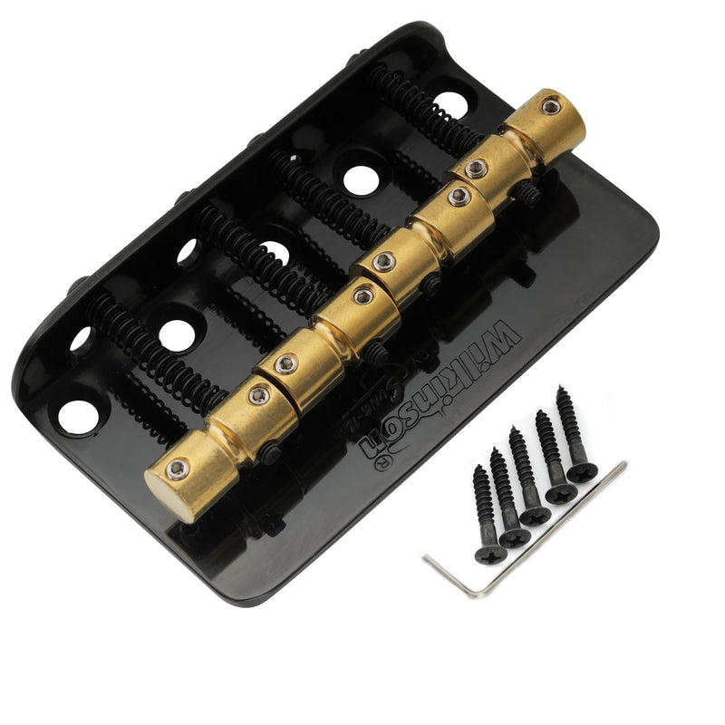 Wilkinson WBBC Vintage 4 String Bass Bridge Brass Saddles for Fender Jazz Precision Bass, Black