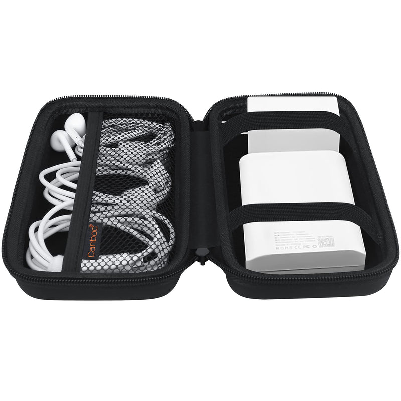 Canboc Electronics Travel Organizer, MacBook Charger Carrying Case, Electronic Accessories Portable Cable Storage Bag for Charging Cords, Power Adapter, MagSafe, USB Hub, Power Bank, Earbuds, Black Black+Black