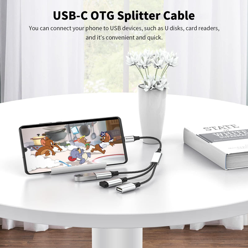 USB C Male to Three USB Female Cable,USB c Splitter to USB USB c Splitter Audio and Charging Type C to 3 Type A 2.0 Port Splitter Multi Hub for MacBook,iPad Pro Air,Microsoft Surface Go,PC,Laptop 1pack Black