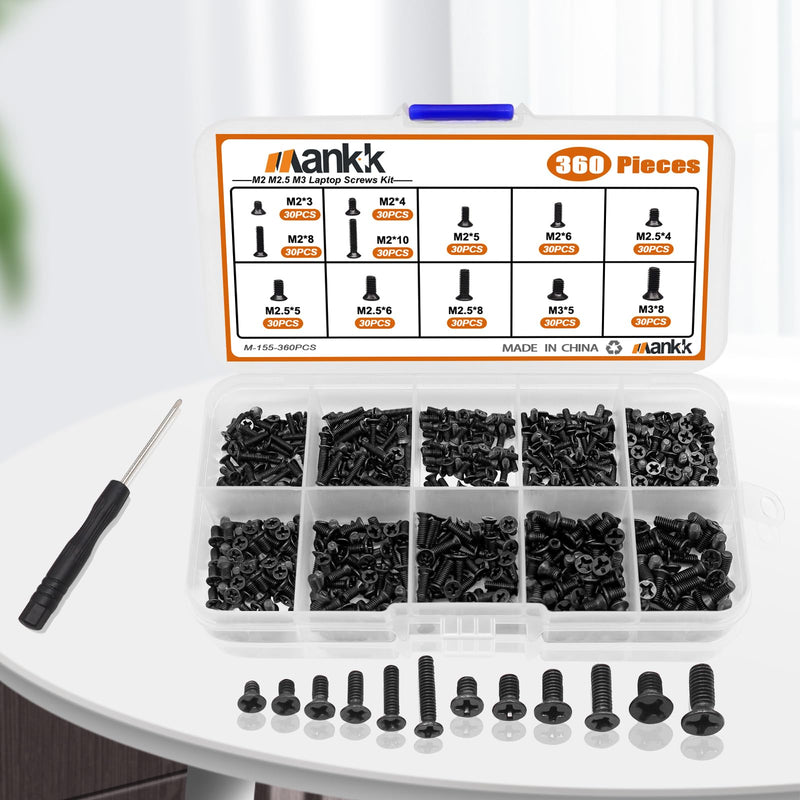 mankk 360PCS Laptop Screws 12 Sizes M2 M2.5 M3 and 400PCS Computer Screws Motherboard Standoffs Screws