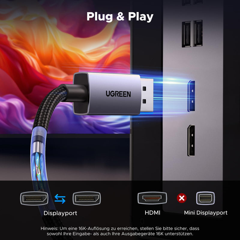 UGREEN DisplayPort Cable 2 m 2M 16K 60Hz