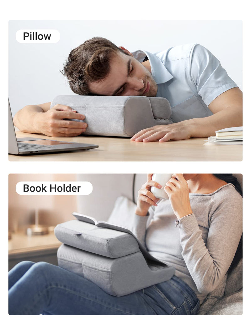 UGREEN Tablet Pillow Stand for Lap Soft Holder Bed with 3 Viewing Angles Adjustable Home Office Accessories Compatible with iPad Pro12.9 11 10.5 9.7 iPad Mini iPad Air iPhone 15 14 E-Reader Grey
