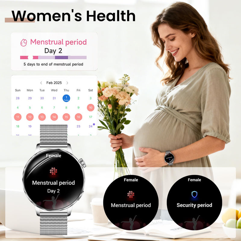 Smart Watches for Women, 1.27'' Smartwatches (Answer/Make Calls) Compatible with iPhone/Android Phones, IP68 Waterproof Fitness Tracker Watch with Sleep Monitor, 100+ Sports Modes (Silver) Silver