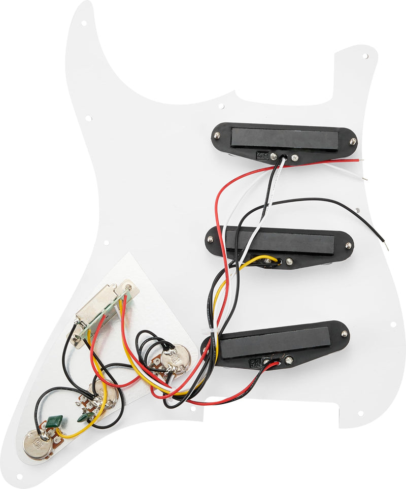 [AUSTRALIA] - SSS Loaded Pickguard Set - Single Coil Pickups, 3-Ply White, Easy Drop-In Replacement – Compatible with Fender Stratocaster Guitars, White Pickguard-SSS-White 