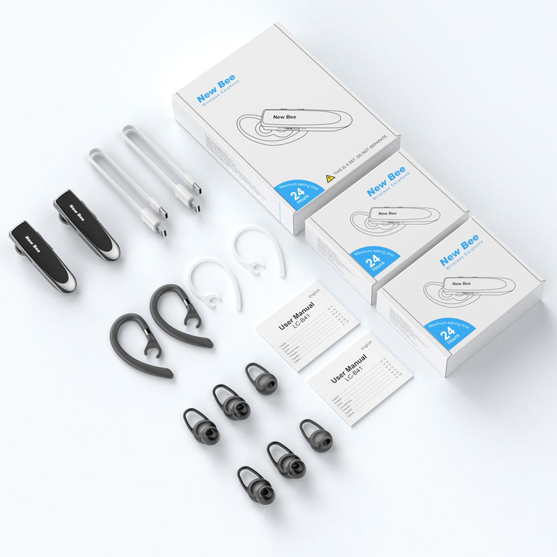 [AUSTRALIA] - [2 Pack] Bluetooth Earpiece Wireless Handsfree Headset V5.0 24 Hrs Driving with Mic 60 Days Standby Bluetooth Headset for iPhone Android Samsung Driver Black 