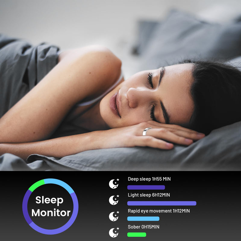 Mirlray Smart Ring for Women & Men, Smart Ring Health Tracker, Blood Oxygen & Heart Rate Monitor Sleep Ring, Long Lasting Battery Smart Rings, Waterproof Fitness Ring (White, #1)