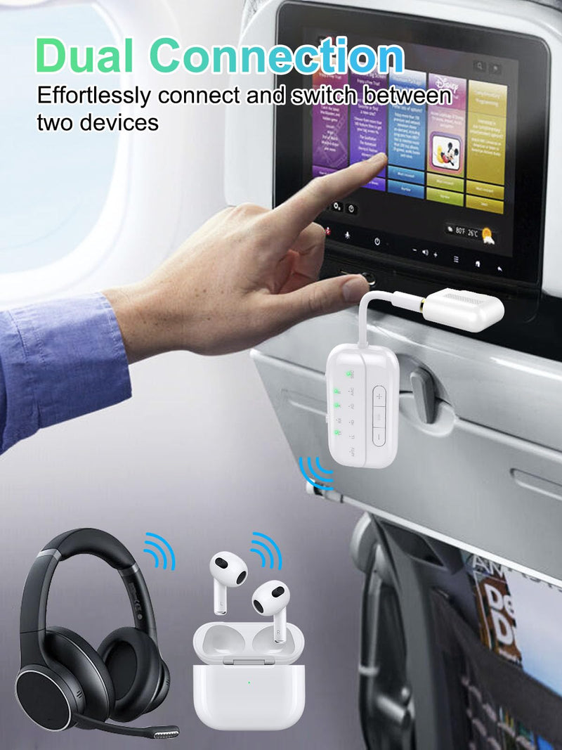 [AUSTRALIA] - Bluetooth V5.4 Transmitter Receiver, 2-in-1 Airplane Bluetooth Adapter for TV, PC, Gym,Switch,Supports to 2 AirPods/Headphones;Bluetooth Receiver for Car/Home Stereo,with AptX Low Latency/HD White 