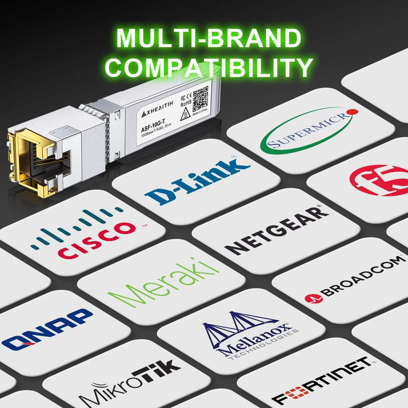 1.25/2.5/5/10G-T RJ45 30M SFP+ Transceiver 10GBase-T CAT6a/7 Optical Module | for Cisco, Broadcom, Fortinet, Netgear, D-Link, Meraki, Supermicro, MikroTik, F5, QNAP, Mellanox 1) 1.25/2.5/5/10GBase-T: 30m X1