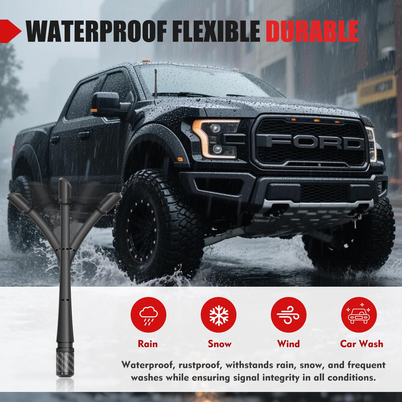 [AUSTRALIA] - 7 Inches Short Antenna for Ford F150 2009-2025 & Bronco 2021-2025, Rubber Replacement Antenna, F150 Accessories, Internal Copper Coil for Enhanced AM/FM Reception & Car Wash Proof, Easy Installation 