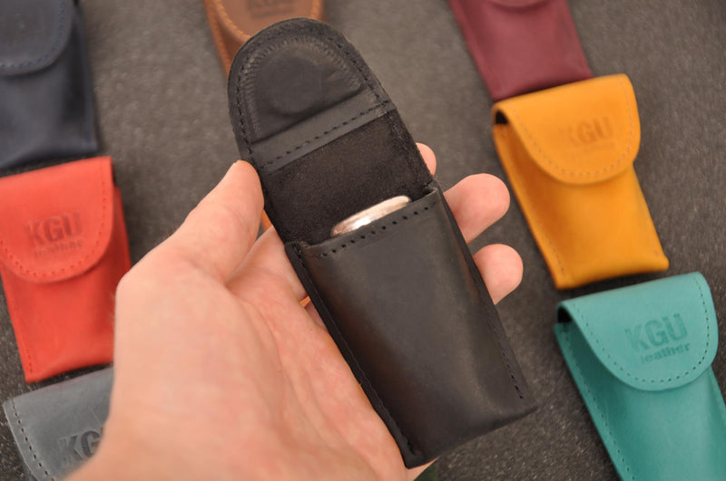 KGUBrass French horn MOUTHPIECE HOLDER single for 1 Mouthpiece. Genuine leather carrying bag. Compact Mouthpiece Holder. Protection Case for French Horn Mouthpiece (Single, Black)