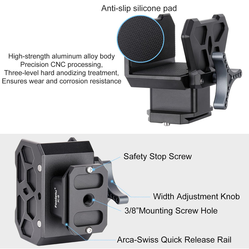[AUSTRALIA] - Shooting Saddle Clamp Tripod Rifle Clamp Arca Swiss Rifle Saddle Mount with Quick Release Plates Rail for Hunting and Shooting Gun Rifle Crossbow Shooting Rest, Universal Rest Head Clamp 