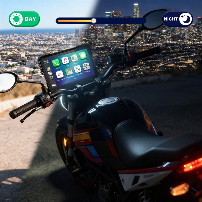 2026 YZW GPS Carplay 5 inch for Motorcycle with Wireless CarPlay & Android Auto, IP69K Waterproof Touch Screen, GPS Navigation, Supports Bluetooth, Siri/Google Voice Control, Custom Boot Logo, Bracket 5 Inch Screen+Mounting Bracket