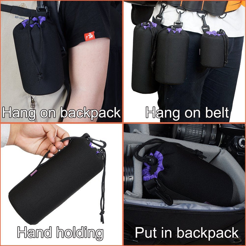 CADeN Camera Lens Bag Set 4 Pack + DSLR Camera Sleeve Case Compatible with Sony Canon Nikon Camera Case