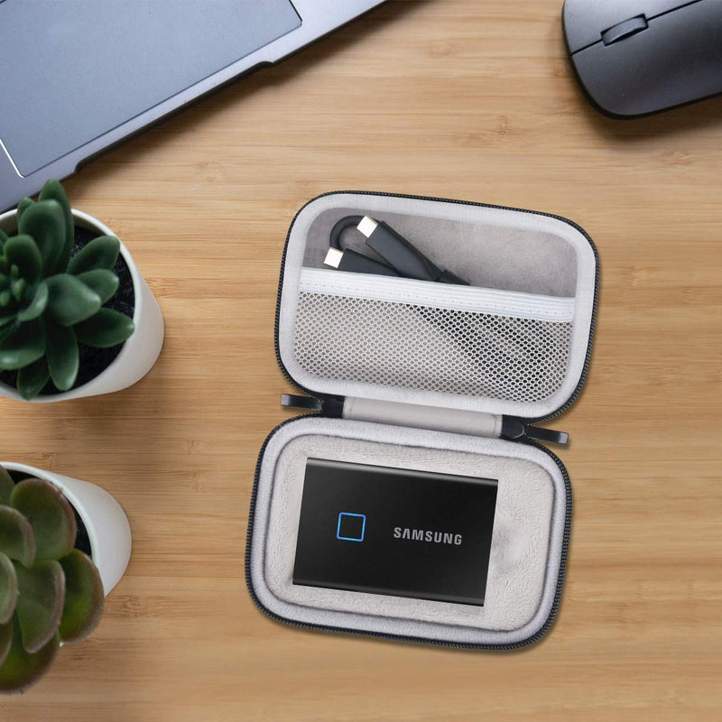 Lacdo Hard Carrying Case for Samsung T7 Shield / T7 / T7 Touch Portable Solid State Drives 500GB 1TB 2TB USB 3.2 External SSD Hard EVA Shockproof Storage Travel Bag, Black