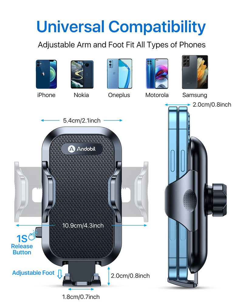 andobil 2026 Upgraded Car Phone Holder Mount for Vent, Military Sturdy Metal Clip Air Vent Phone Holder for Your Car Easy Used Cell Phone Car Mount for iPhone 17 Pro Max 15 14 13 Samsung S26 S25 Black