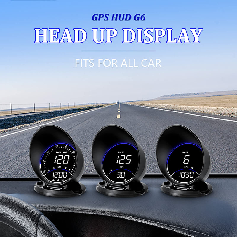wiiyii Auto GPS Speedometer G6, Car HUD Head Up Display HD Display, Overspeed Alarm for All Vehicle