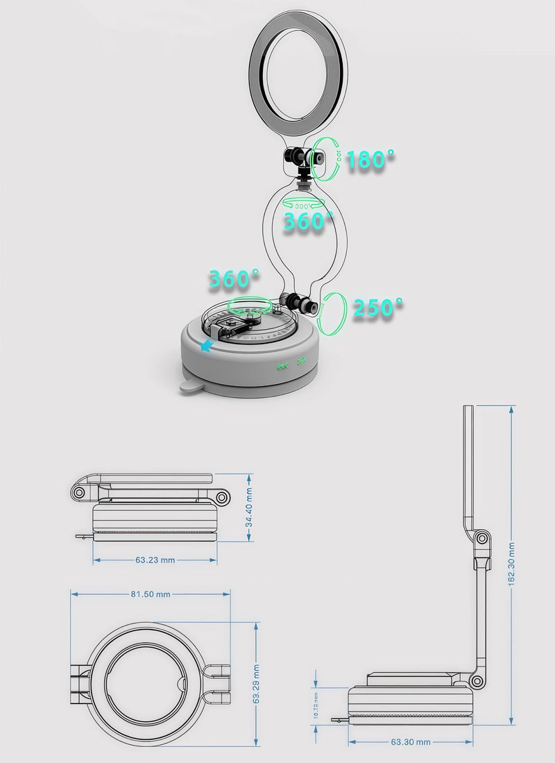 RamboN Foldable Magnetic Car Phone Holder | Vacuum Suction Cup, Rotatable and Liftable, Heat Resistant Metal Alloy