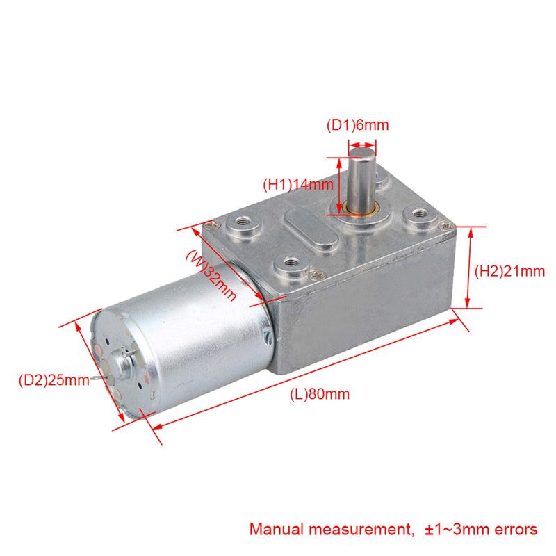 DC 12V 0.6RPM Square Low Speed High Torque Turbo Worm Geared Motor Right Angle Gear Motor