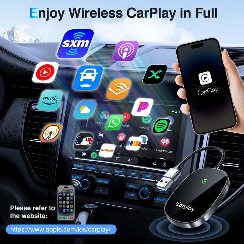 Wireless CarPlay Adapter 2025 Upgraded, Converts Factory Wired CarPlay to Wireless, Plug and Play Car Play Wireless Adapter, Compatible with iPhone Multi-User Seamless Connection Black