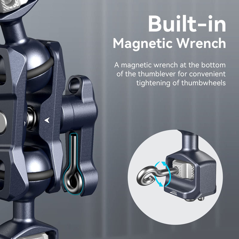 SMALLRIG Camera Magic Arm, Flexible Articulating Arm with 1/4” Screws, Field Monitor Mount with Dual Ballhead, Aluminum Standard