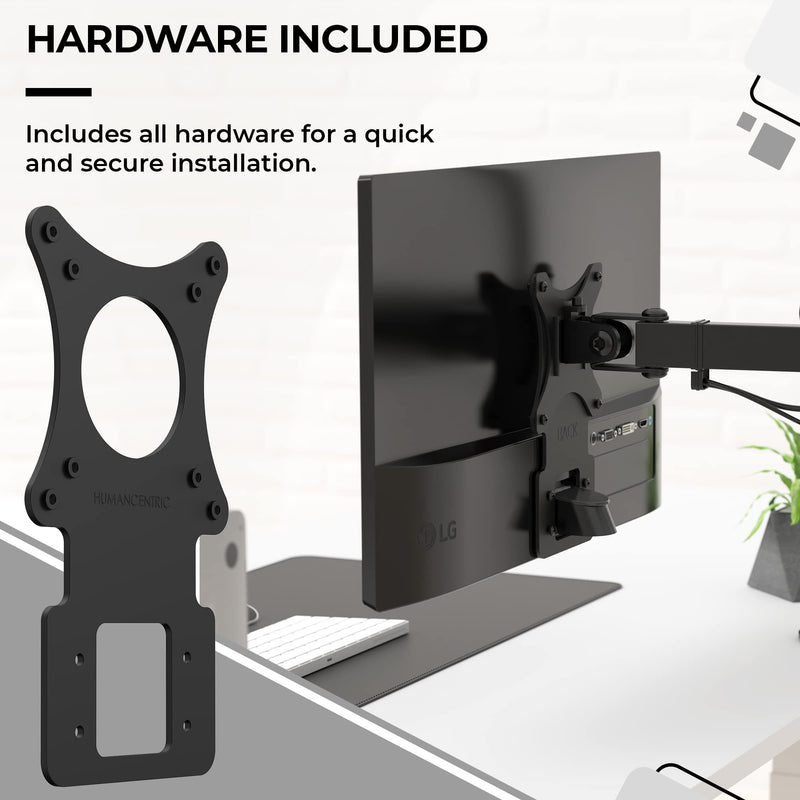 HumanCentric VESA Mount Adapter for LG Monitors 24MP58VQ, 24MP58VQ-P, 24MP59HT, 24MP59HT-P, and 24MP60VQ, VESA Adapter Bracket Mounts Monitor to VESA Stand, Arm or Desk Mount with 75x75 or 100x100 mm