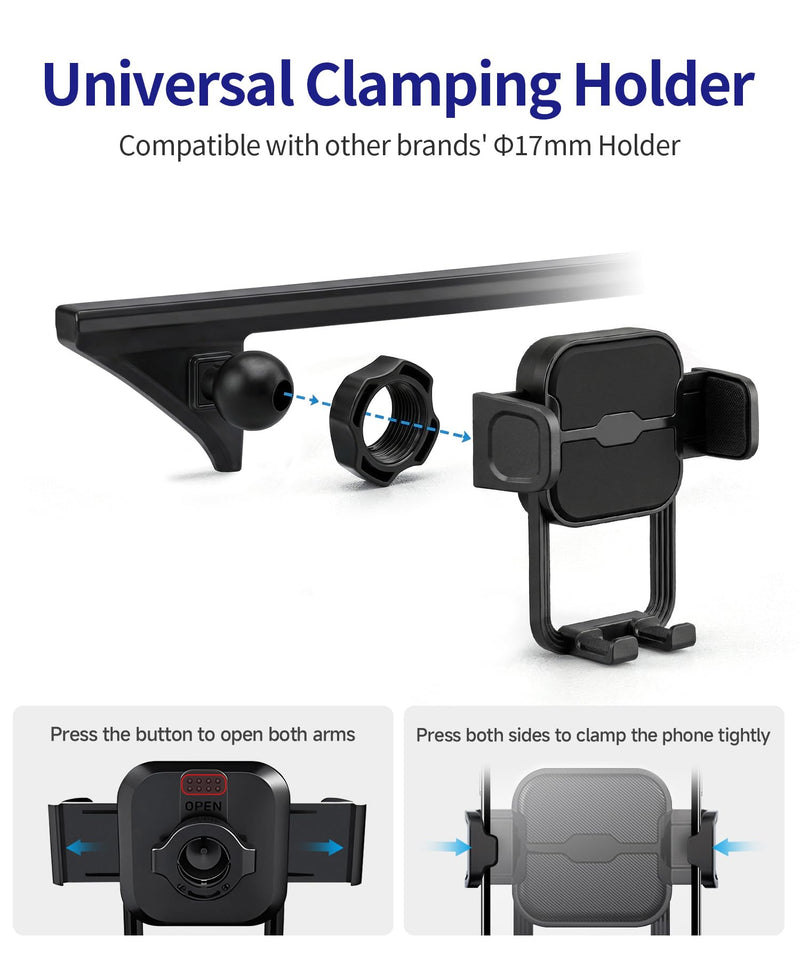 Auto Clamp Car Phone Holder for Toyota Land Cruiser/Prado 2024-2026 | 8/12.3" Screen Universal Mechanical Clip Cell phone Mount Accessories Fit iPhone Android, Automobile GPS Dashboard Cradle