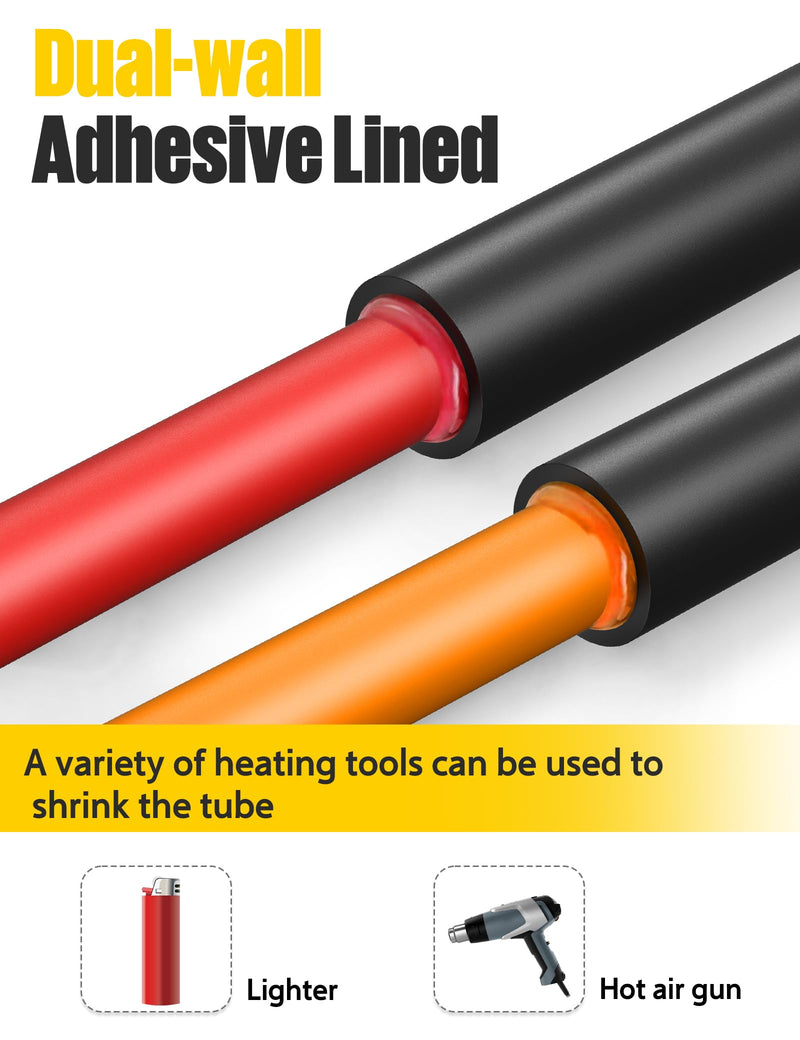 Lsnisni Heat Shrink Tubing 4:1 Diameter 12/16/20/32/40 mm, Heat Shrink Tubing with Adhesive, Heat Shrink Tubing, Black (Diameter 12 mm, 2 m)
