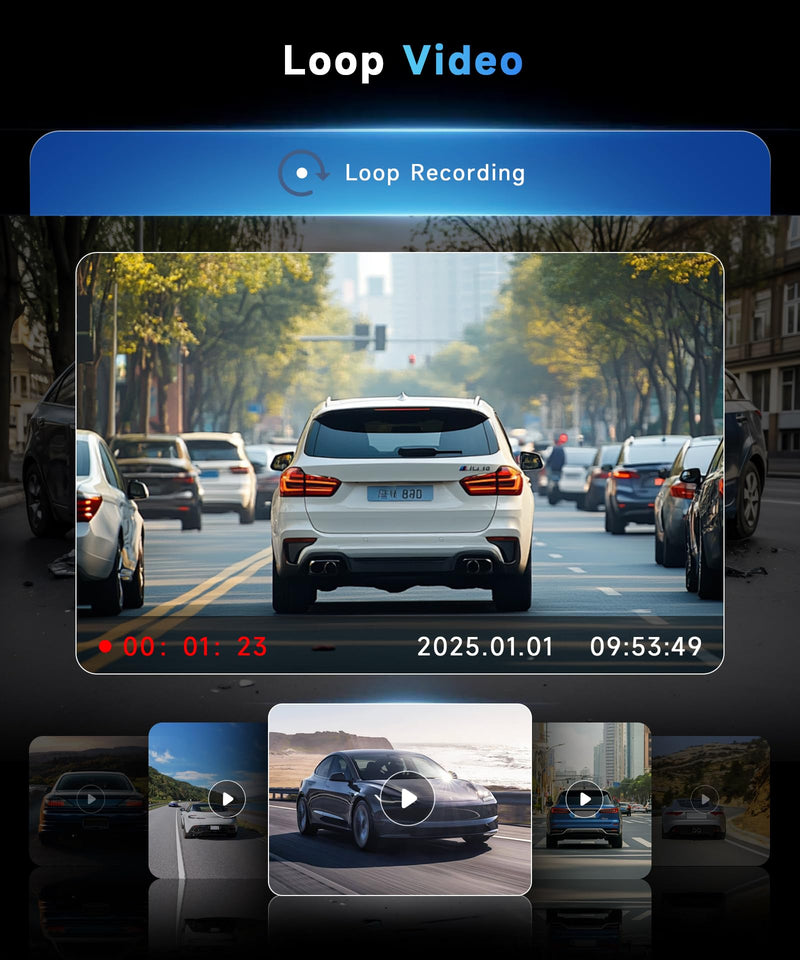 4 Channel 360° Dash Camera Front and Rear Inside Left Right, 3 Inch Dash Cam Support WiFi, Built-in Night Vision Sensitive Motion Detection 24/7 Recording Parking Mode Monitor Reversing Help 3 Inch with WiFi