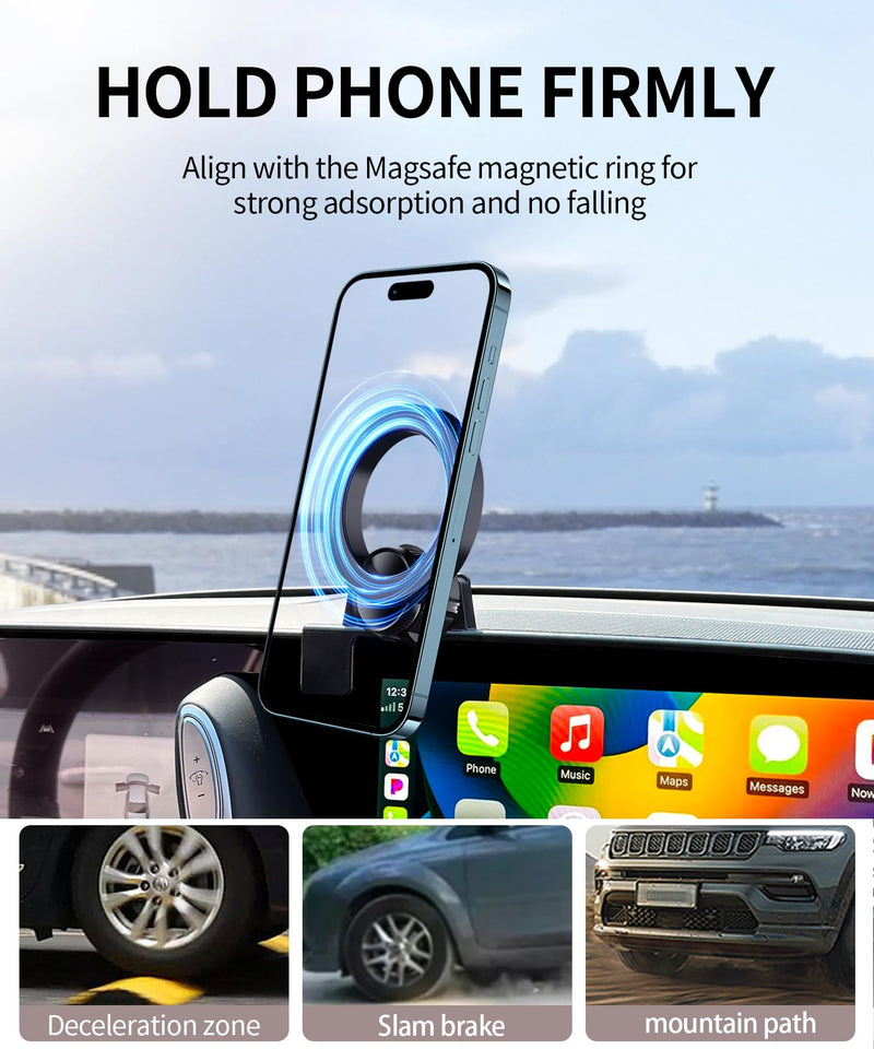 Car Phone Holder for Genesis G90 2023-2026 12.3" Screen Magsafe Accessories | Magnetic Cell Phone Mount Clip Compatible with iPhone, 3D fit Stable Dashboard GPS Navigation Bracket Cradle Stand