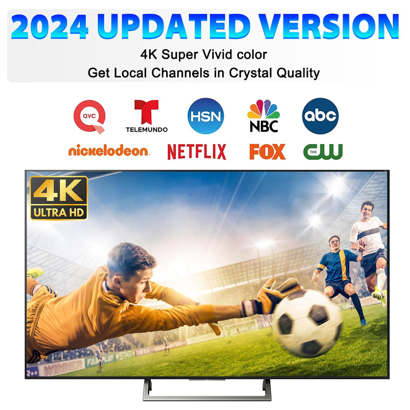 Rabbit Ears Antenna Long Range Reception with Amplifier TV Antenna for Smart TV Indoor, HD Antenna for TV Indoor 4k, Digital Antenna for Smart TV Support All Free HDTV Channels