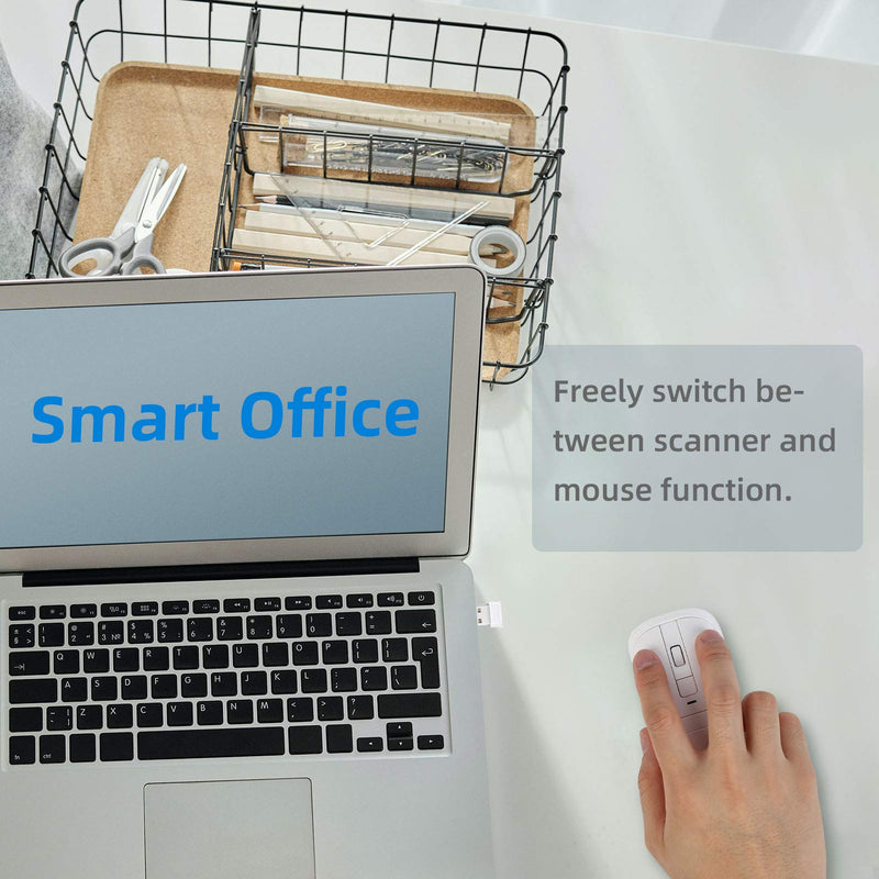 [AUSTRALIA] - New Wireless Mouse Barcode Scanner, 2-in-1 Design 2D Handheld Barcode Scanner with Wireless Mouse Functions for POS System,Store,Supermarket, Warehouse.(Black) M3 White 
