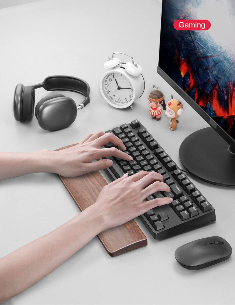Meatanty Wooden Keyboard Wrist Rest,Ergonomic TKL Gaming Walnut Keyboard Rest,Mechanical Keyboard Wrist Pad,Hard Wrist Rest Palm Rest Supports Computer, Laptop Comfortable Typing Pain Relief (14.17") Medium (14.17")