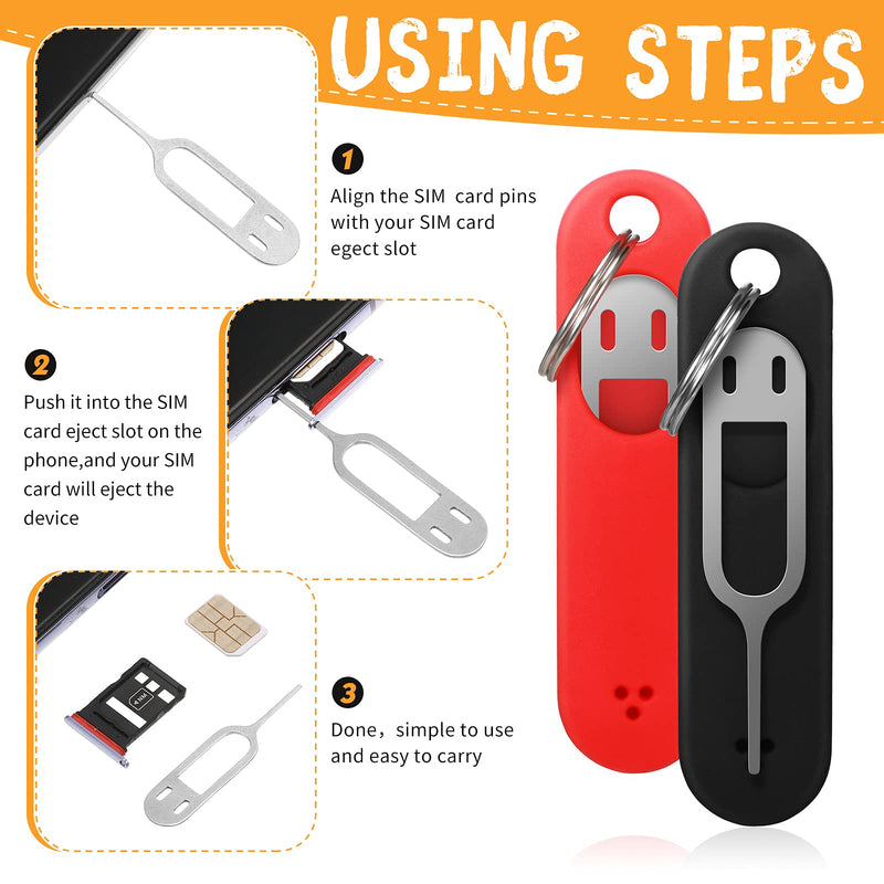 Sim Card Removal Tool Phone Chip Remover Sim Card Unlock Chip Card Pin Tool Sim Card Tray Eject Pin Removal Tools Needle Opener Ejector with Detachable Keychain Charm for Smart Phone, 4 Pieces