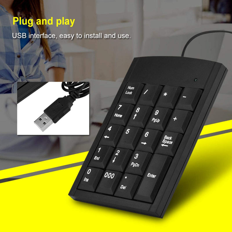 USB Numeric Keypad, Portable Slim Mini Number Pad for Laptop Desktop Computer PC, Full Size 19 Key, Big Print Letters, for Windows 7/8/9/10/for iOS/for Android
