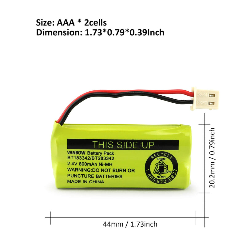 BT183342/BT283342 2.4V 800mAh Ni-MH Battery Compatible with AT&T VTech Cordless Phone Batteries BT166342/BT266342 BT162342/BT262342 CS6709 CS6609 CS6509 CS6409 EL52100 EL50003 (Pack 3) Pack 3