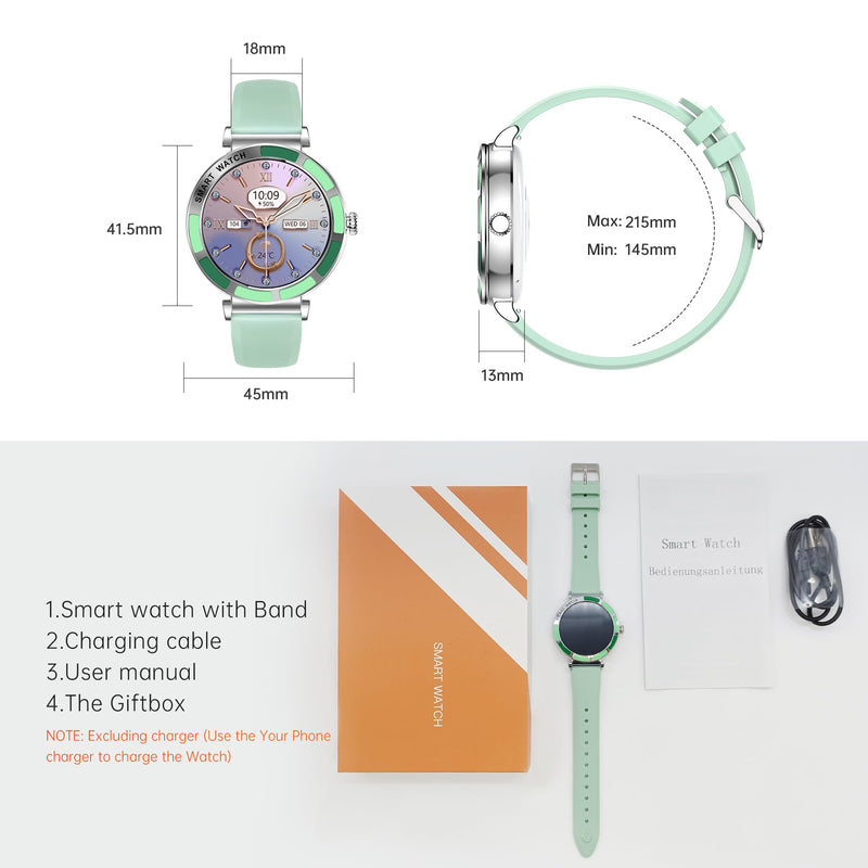 Smart Watch for Women Fitness Tracker Compatible for iPhone Android | 1.27" Round Touch Screen, IP67 Waterproof, 100+ Sports Modes, Bluetooth Call, Heart Rate, Sleep Monitor, Steps Fitness Watch Silver