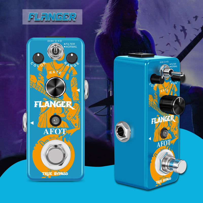 Flanger Guitar Effects Pedal,Classic Flanger Guitar Pedal, Vintage Analog Flanger Effect Pedal Classic Flanger Guitar Pedal Electric Guitar Effects Pedal True Bypass Blue Flanger