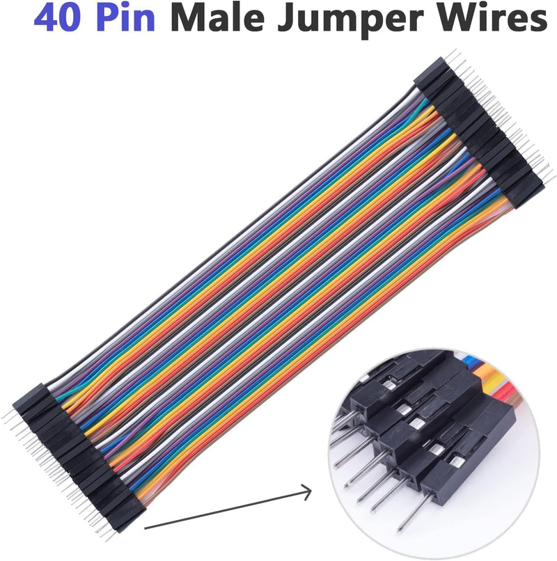 GTIWUNG Pack of 6 40 Pin Jumper Wire Cable, Breadboard Ribbon Cables, 10 cm & 20 cm Female/Male/Male Jumper Cable, 24AWG Wire Bridges for Arduino and Raspberry Pi Breadboard