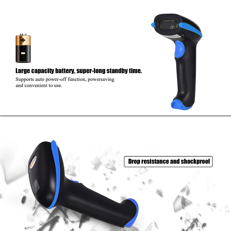 [AUSTRALIA] - WoneNice 2.4G Wireless Barcode Scanner – 1D Handheld Cordless Barcode Reader for Retail, Warehouse, Inventory – 100ft Range, Plug & Play – Compatible with Windows, Linux, POS (Blue) Blue 