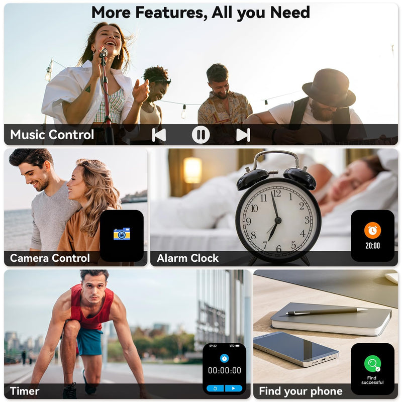 Smart Watch for Men Women Fitness Tracker: Waterproof Bluetooth Call Answer Make Smart Watches for Android iPhone Digital Mens Watches Activity Smartwatch Pedometer Heart Rate Monitor 120 Sports Model Black
