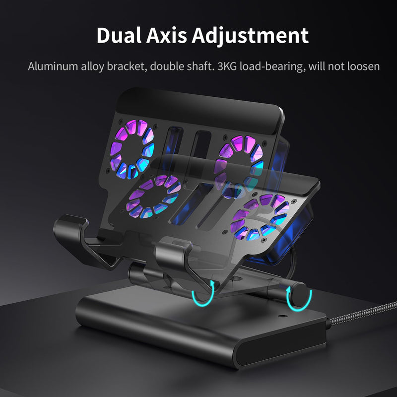 Adjustable Stand Steam Deck Docking Station with RGB Light Cooling Fan | 4K@60Hz, PD100W, Gigabit Ethernet Fit and HDMI for Steam Deck/ROG Ally X/Legion Go (S)/MSI Claw/Switch Non-Detachable Fan