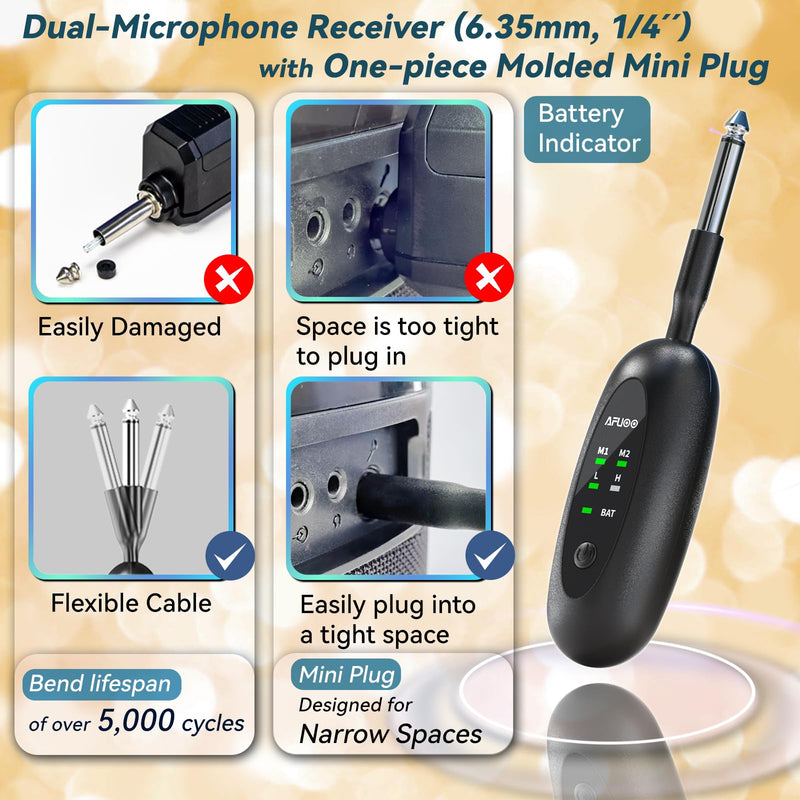 Wireless Microphone Set for Singing, Speeches, Karaoke, Dual-Mic Receiver with AA Battery, Storage Case Included, Metal Cordless Mic 2 Pack for Karaoke Machines, PA Systems, Amplifier, Navy Blue