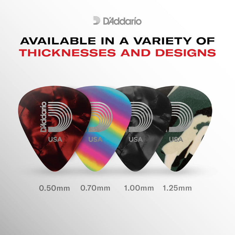 D'Addario Black Celluloid Guitar Picks, 100 pack, Heavy 100-pack 1mm-Heavy